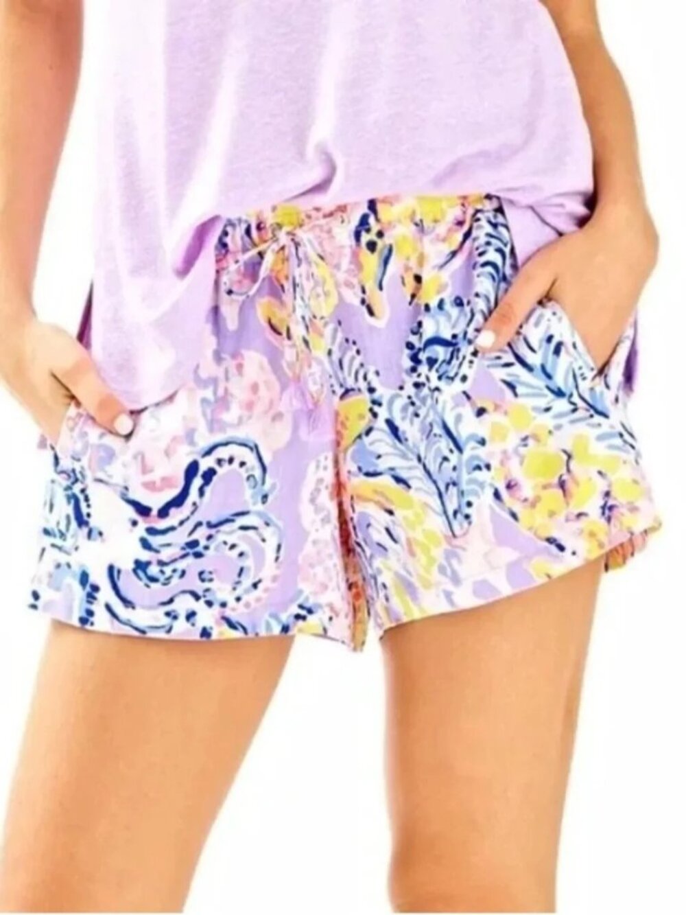 Lilly Pulitzer S Linen Shorts Baybreeze Lilac Verbena So Snappy